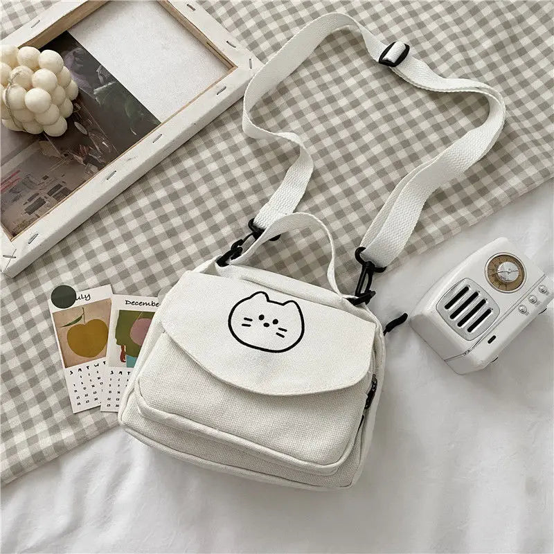 Cartoon Print One-Shoulder Bag Canvas Small Fresh