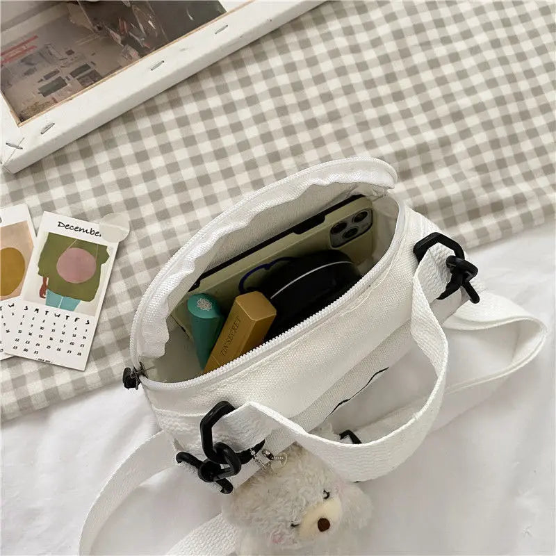 Cartoon Print One-Shoulder Bag Canvas Small Fresh