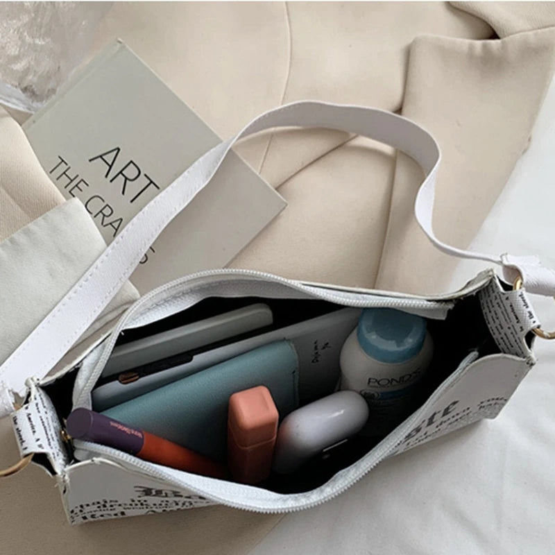 Women's PU Leather Shoulder Bag with Summer Printing