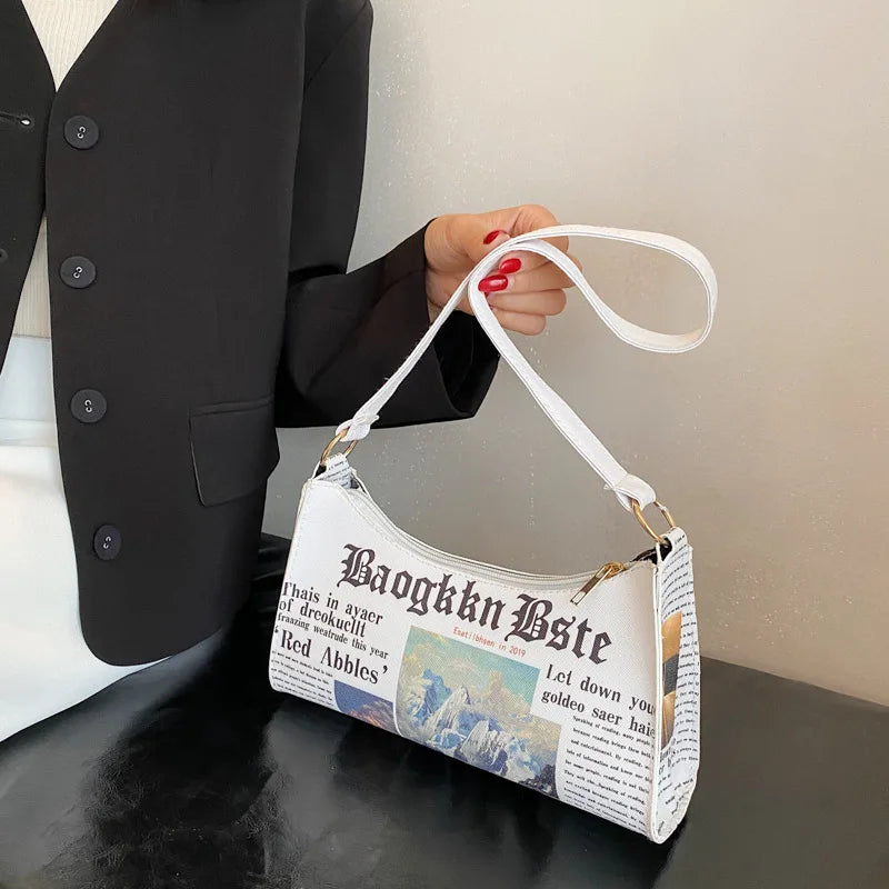 Women's PU Leather Shoulder Bag with Summer Printing