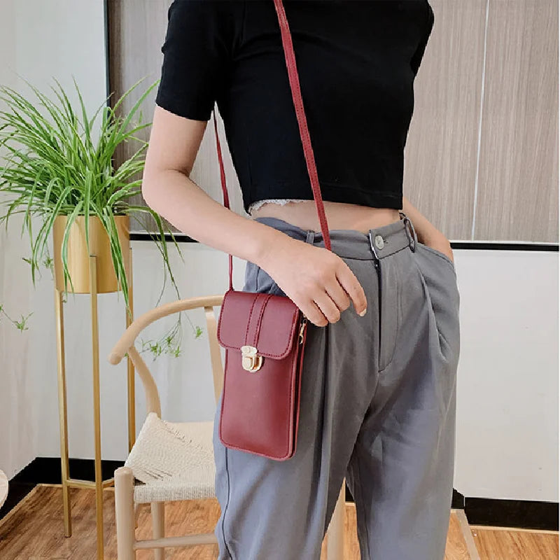 Leather Phone Wallet Crossbody Bag for Women