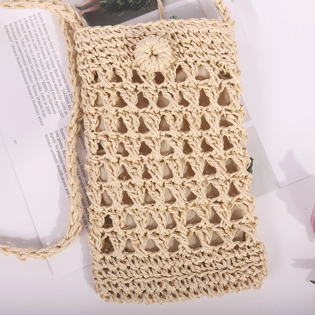 Woven Straw Shoulder Bag Mini Crossbody Vintage Handbag
