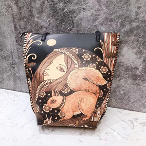 Cartoon Pattern PU Leather Handbag Shoulder Messenger Bag Large Capacity