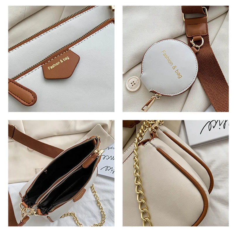 3-in-1 Small Wallet Chain Shoulder Bag Set