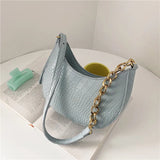 Lady Zipper Armpit Sling Handbag Crocodile Pattern Hobo Shoulder Bag