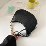 Lady Zipper Armpit Sling Handbag Crocodile Pattern Hobo Shoulder Bag
