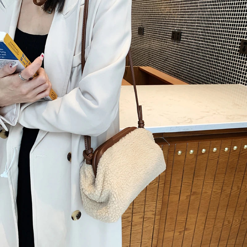 Lamb Hair Cloud Bag Plush Winter Shoulder Handbag