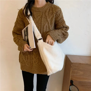 Soft Plush Women Messenger Bag Large Capacity Winter Shoulder Bags