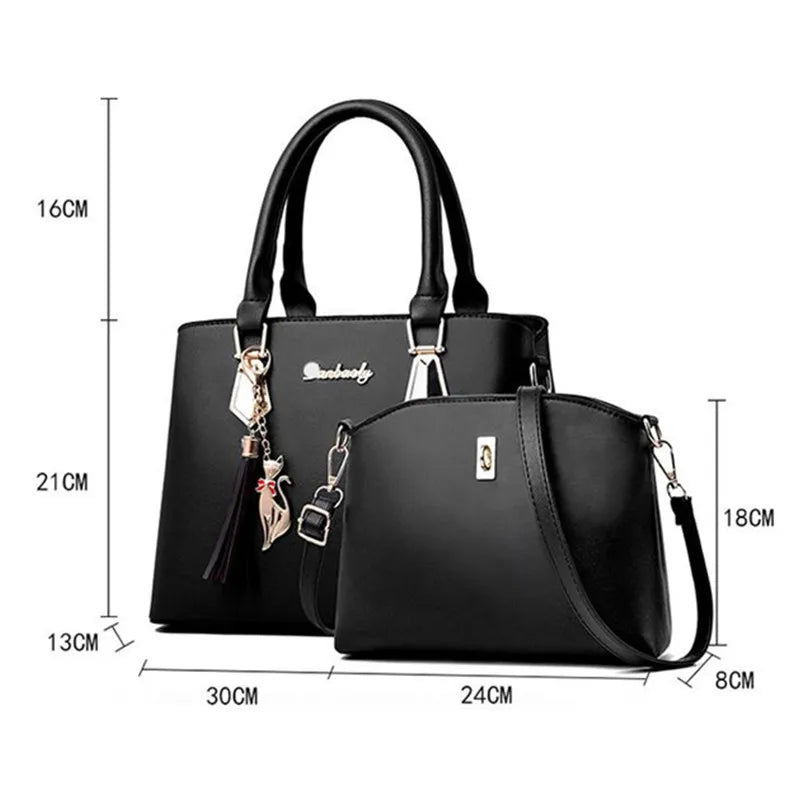 Large Capacity Women's Tote Bag PU Leather Handbag Shoulder Wallet Bags