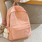 Large Capacity Backpack with Pendant Nylon College Bookbag for Student