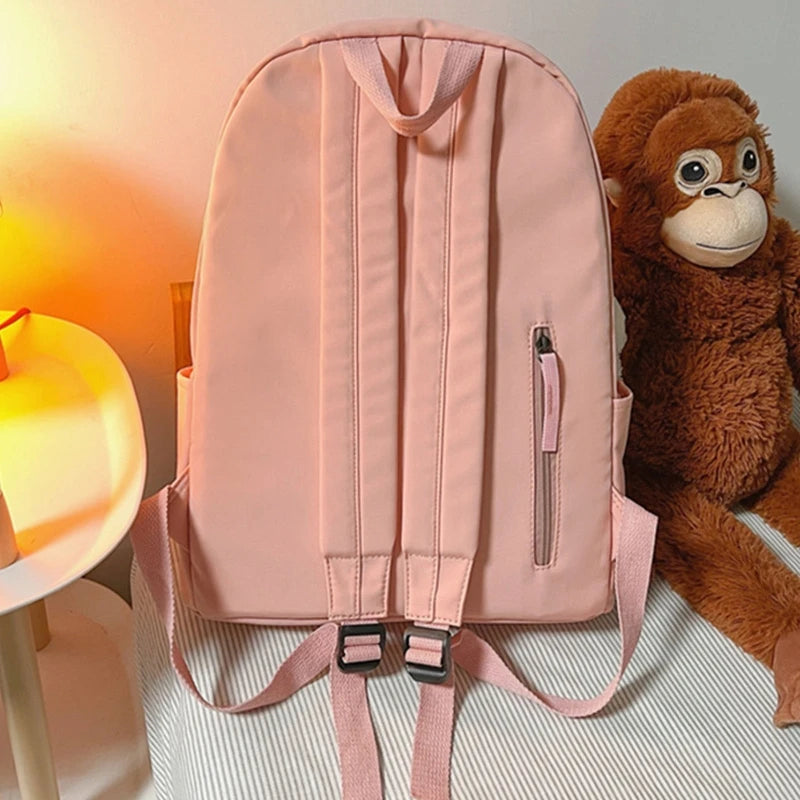 Large Capacity Backpack with Pendant Nylon College Bookbag for Student