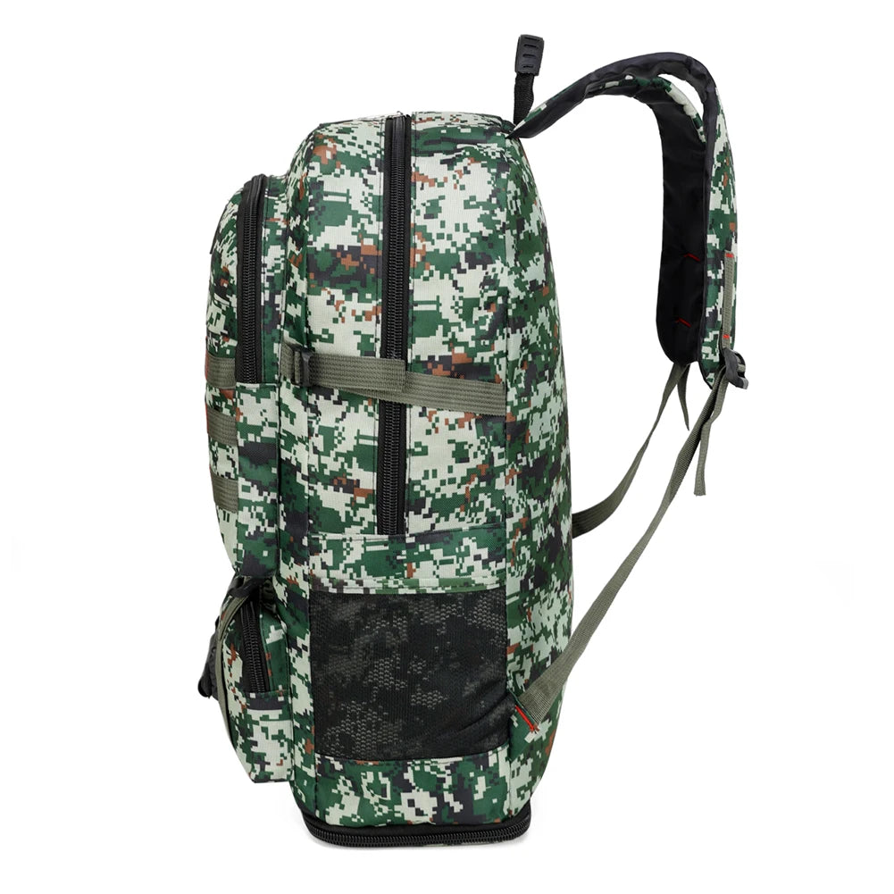 Large Capacity Backpack Mountaineering Bag Oxford Trekking Rucksack Camouflage