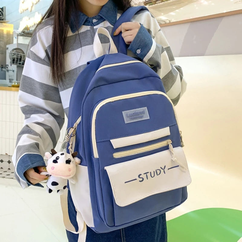 Large Capacity Multi-Pocket Nylon Backpack Travel Rucksack