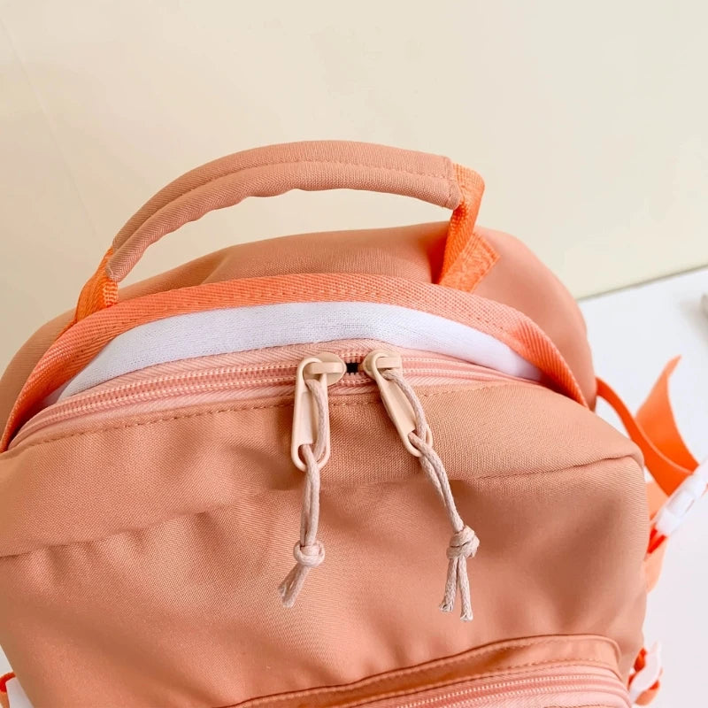 Large Capacity Nylon Backpack with Pendant for Student Teenagers