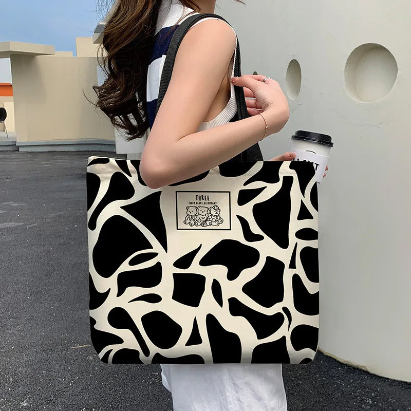 Large Capacity Canvas Shoulder Bags for Women Print Versatile In Handbag