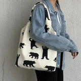 Large Capacity Canvas Tote Shoulder Bag Cotton Reusable Shopping for Women