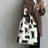 Large Capacity Canvas Tote Shoulder Bag Cotton Reusable Shopping for Women