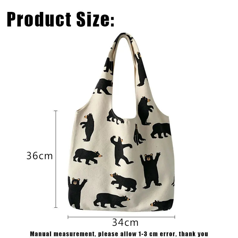 Large Capacity Canvas Tote Shoulder Bag Cotton Reusable Shopping for Women