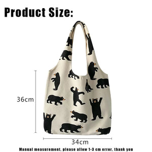 Large Capacity Canvas Tote Shoulder Bag Cotton Reusable Shopping for Women
