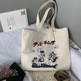 Cartoon Print Ladies Canvas Shoulder Bag Eco Reusable Women Shopper