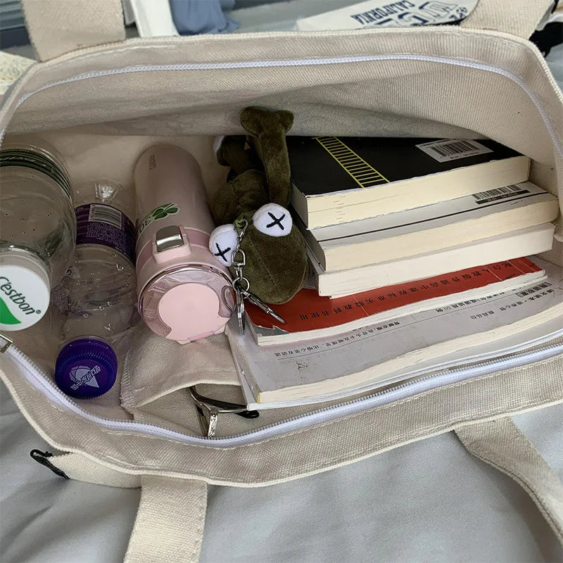 Cartoon Print Ladies Canvas Shoulder Bag Eco Reusable Women Shopper