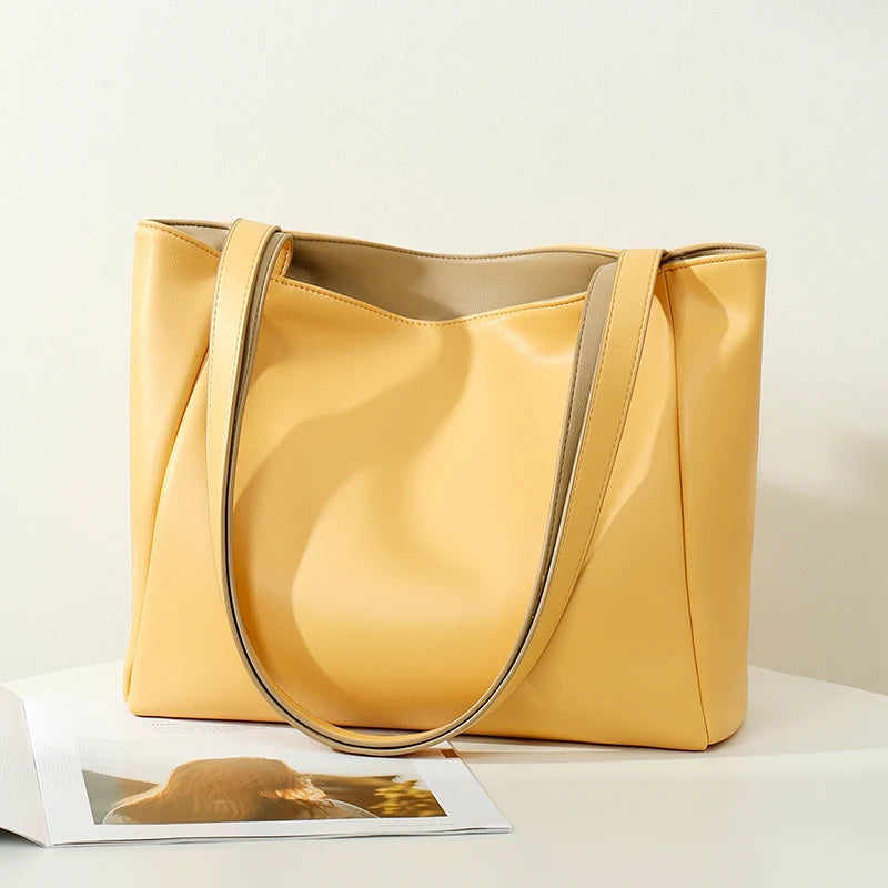 Large Capacity Women's Shoulder Bag Soft Pu Leather Handbags