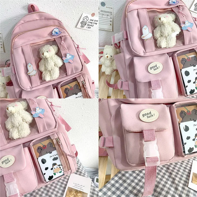 Women Multi-Pocket Nylon Backpack for School and Laptop