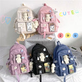 Women Multi-Pocket Nylon Backpack for School and Laptop