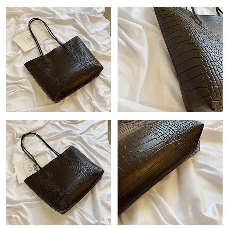 Large Capacity Crocodile Pattern Shoulder Bag