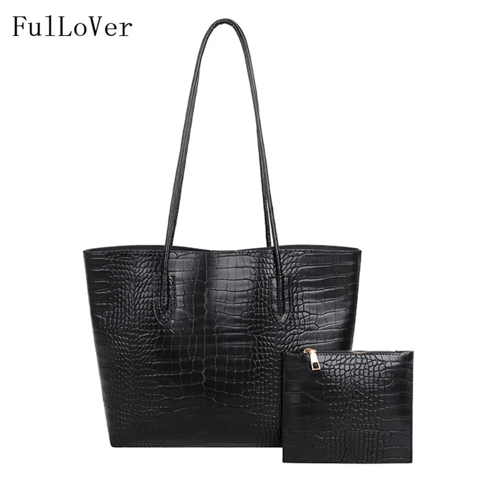 Large Capacity Crocodile Pattern Shoulder Bag