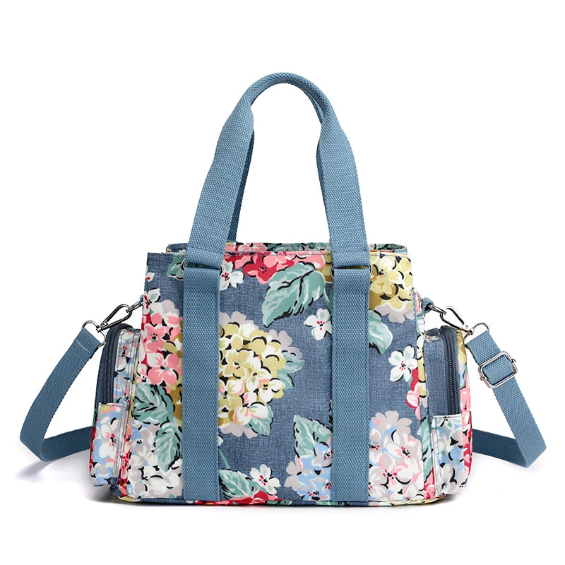 Printed Flower Women Crossbody Bag Nylon Ladies Top-Handle Bags