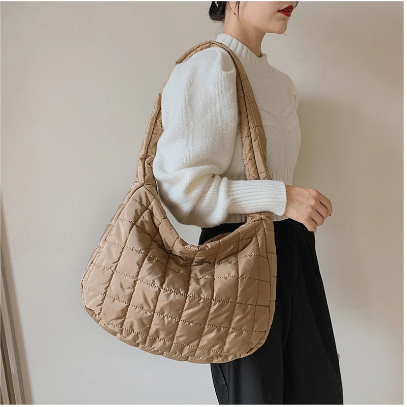 Large Capacity Green Women Shopping Bag High Cloth Shoulder Bags Winter Style