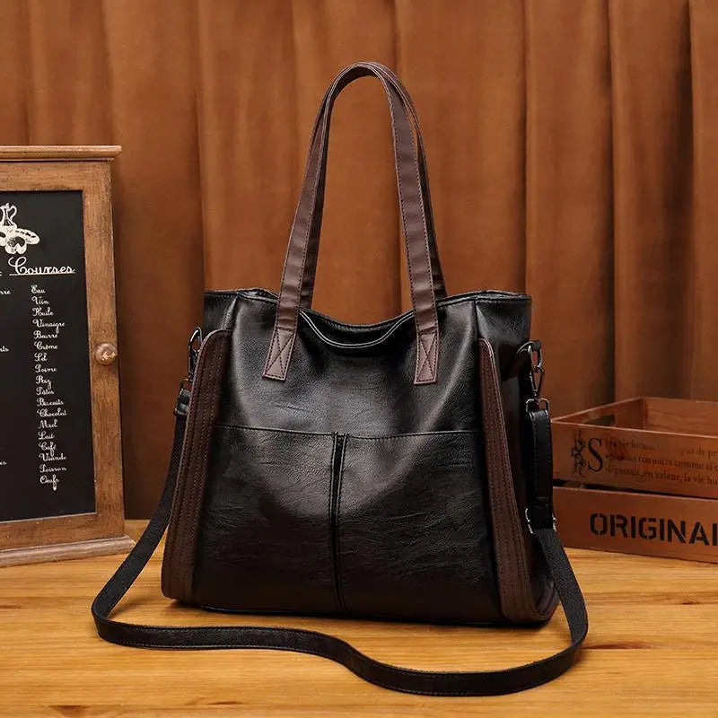 Large Capacity Women's Soft Leather Shoulder Bag Retro Tote Satchel Handbag