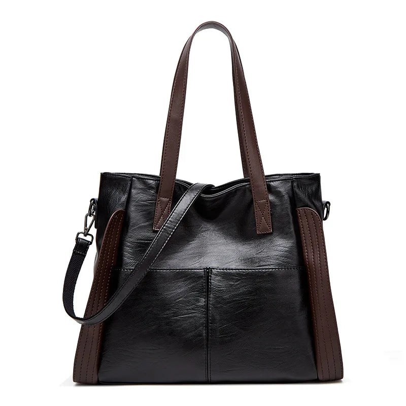 Large Capacity Women's Soft Leather Shoulder Bag Retro Tote Satchel Handbag