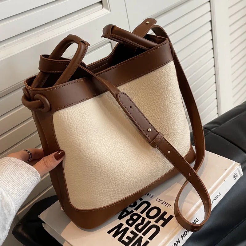 High Capacity Bucket Bag PU Leather Shoulder Bags