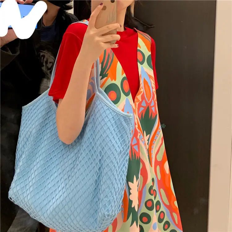 Large Capacity Hollow Out Shoulder Bags Women Shopping All-match Underarm Totes