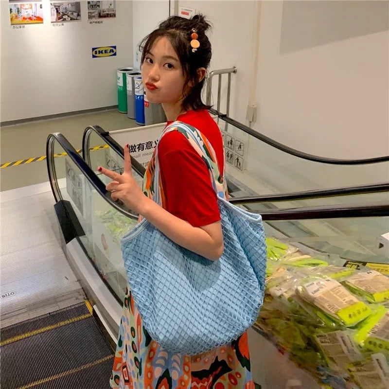 Large Capacity Hollow Out Shoulder Bags Women Shopping All-match Underarm Totes