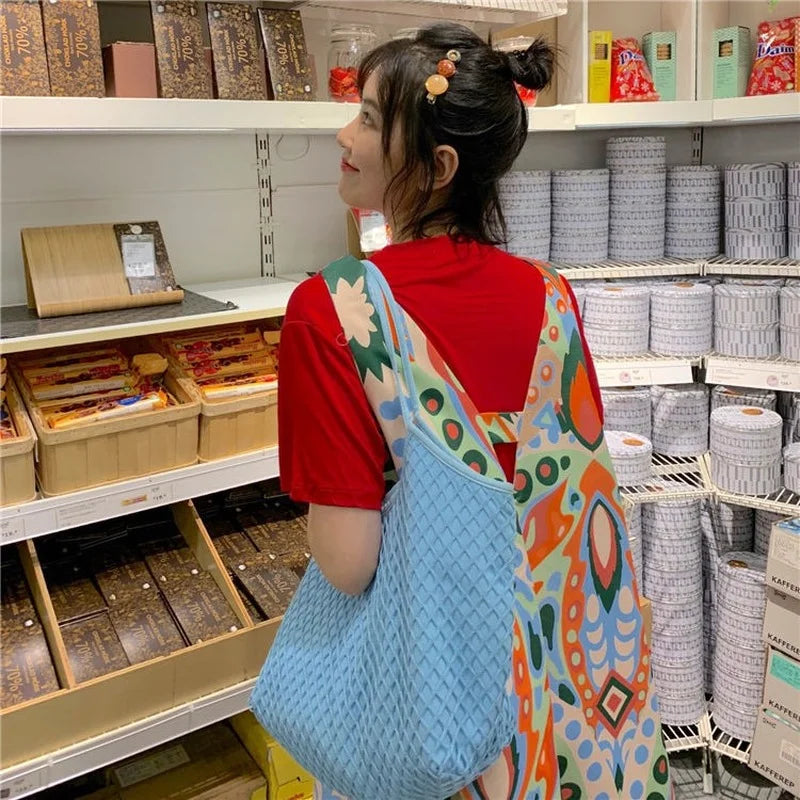 Large Capacity Hollow Out Shoulder Bags Women Shopping All-match Underarm Totes