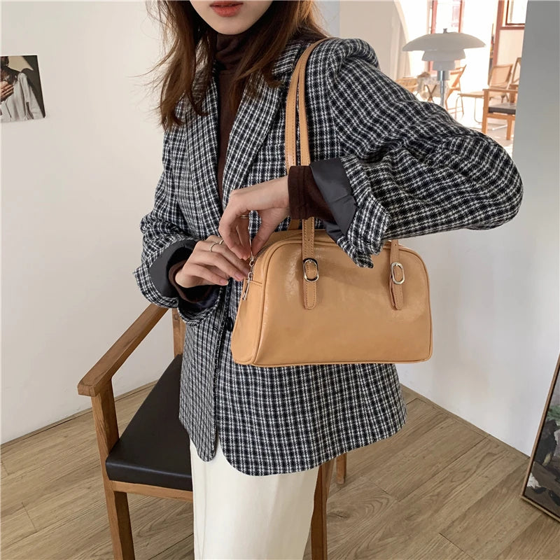 Large Capacity Green Tote Bag PU Leather Female Purse Handbag