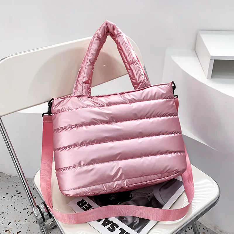Large Capacity Women's Down Shoulder Bag Space Cotton Handbag
