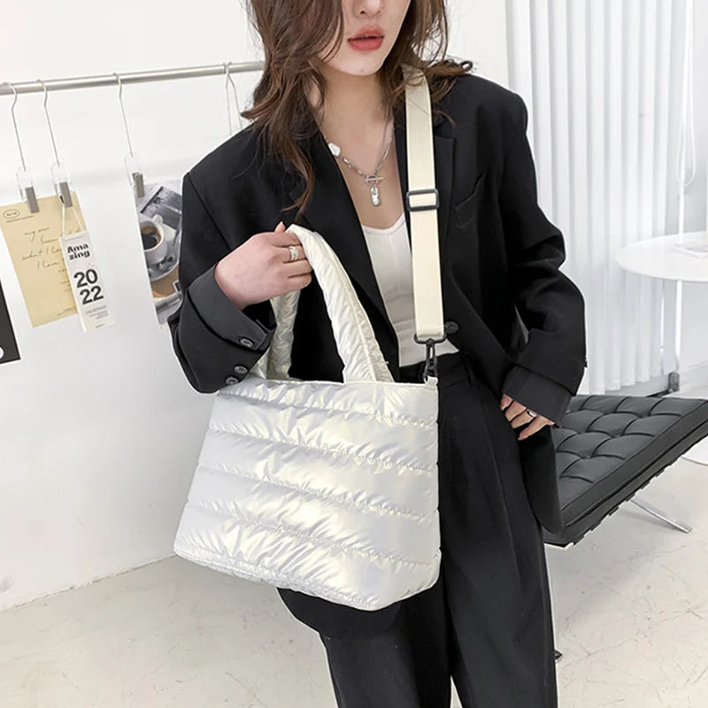 Large Capacity Women's Down Shoulder Bag Space Cotton Handbag