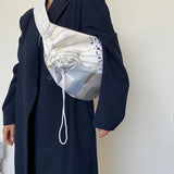 Large Capacity Ladies Drawstring Underarm Bags Women Canvas Shoulder Bag