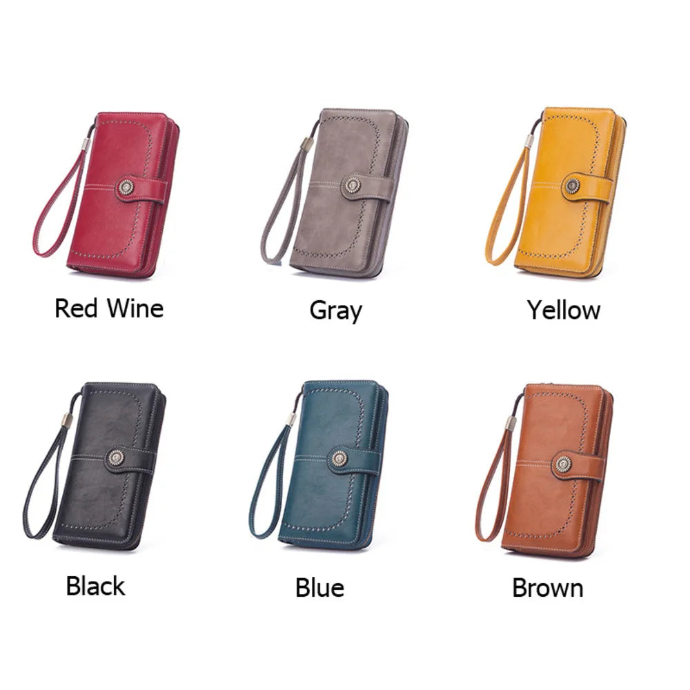 RFID Large Capacity Long Phone Wallet for Women with Zipper