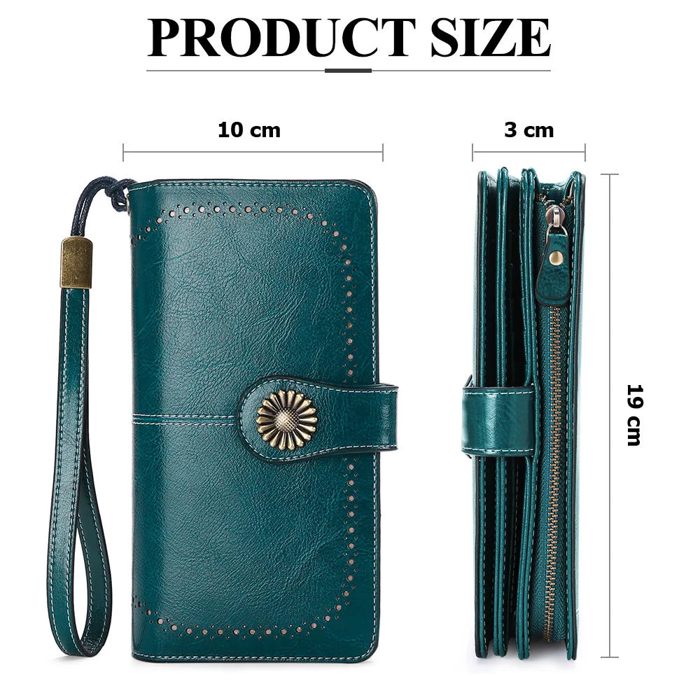 RFID Large Capacity Long Phone Wallet for Women with Zipper