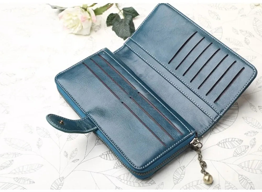 RFID Large Capacity Long Phone Wallet for Women with Zipper
