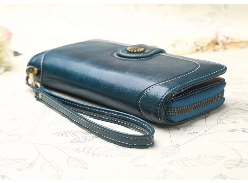 RFID Large Capacity Long Phone Wallet for Women with Zipper