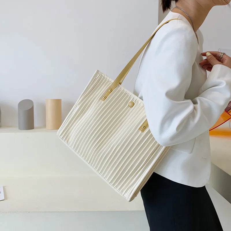 Large Capacity PU Bag Women's Portable Shoulder Bag Commuter Tote Bag