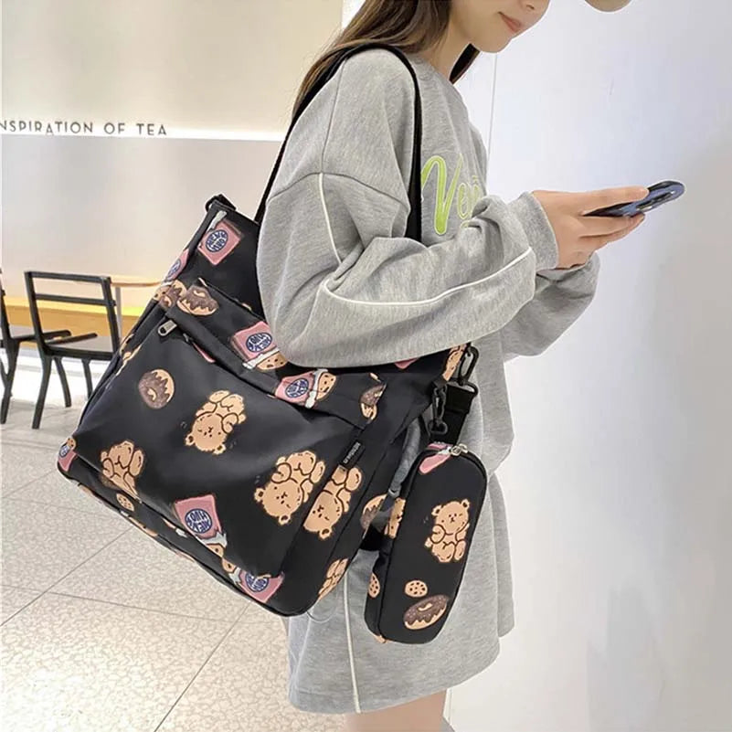 Cartoon Messenger Bag Young Girl Casual Printing Handbag