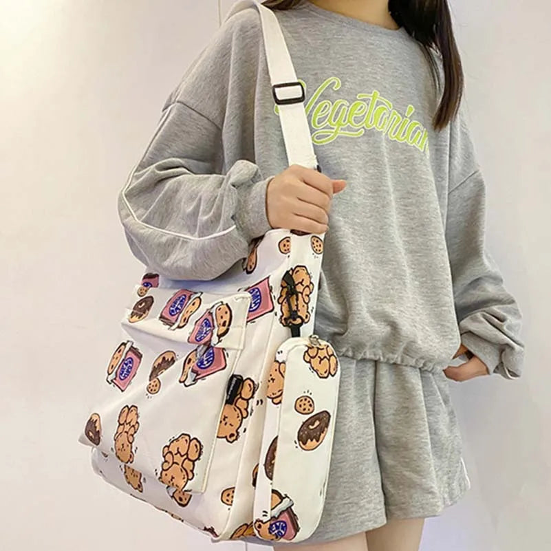 Cartoon Messenger Bag Young Girl Casual Printing Handbag