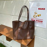 Large Capacity PU Leather Shoulder Bag Women Tote Shopping Travel Bolsa